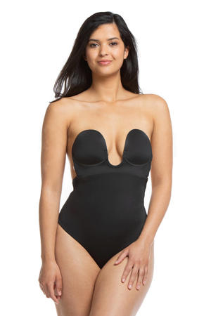 strapless medium corrigerende stringbody Luve Body met lage rug zwart