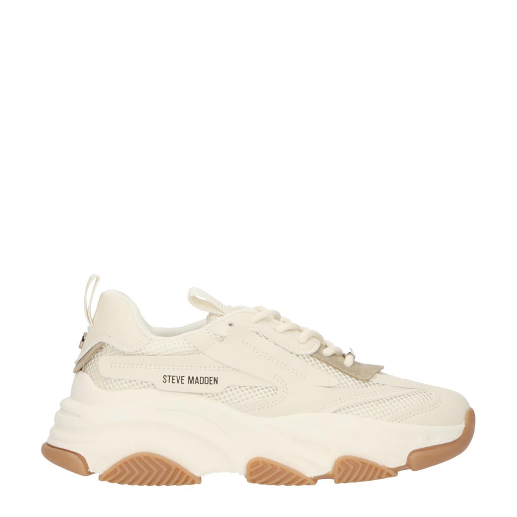 Ecru dames Steve Madden Possession-E chunky sneakers van textiel met veters