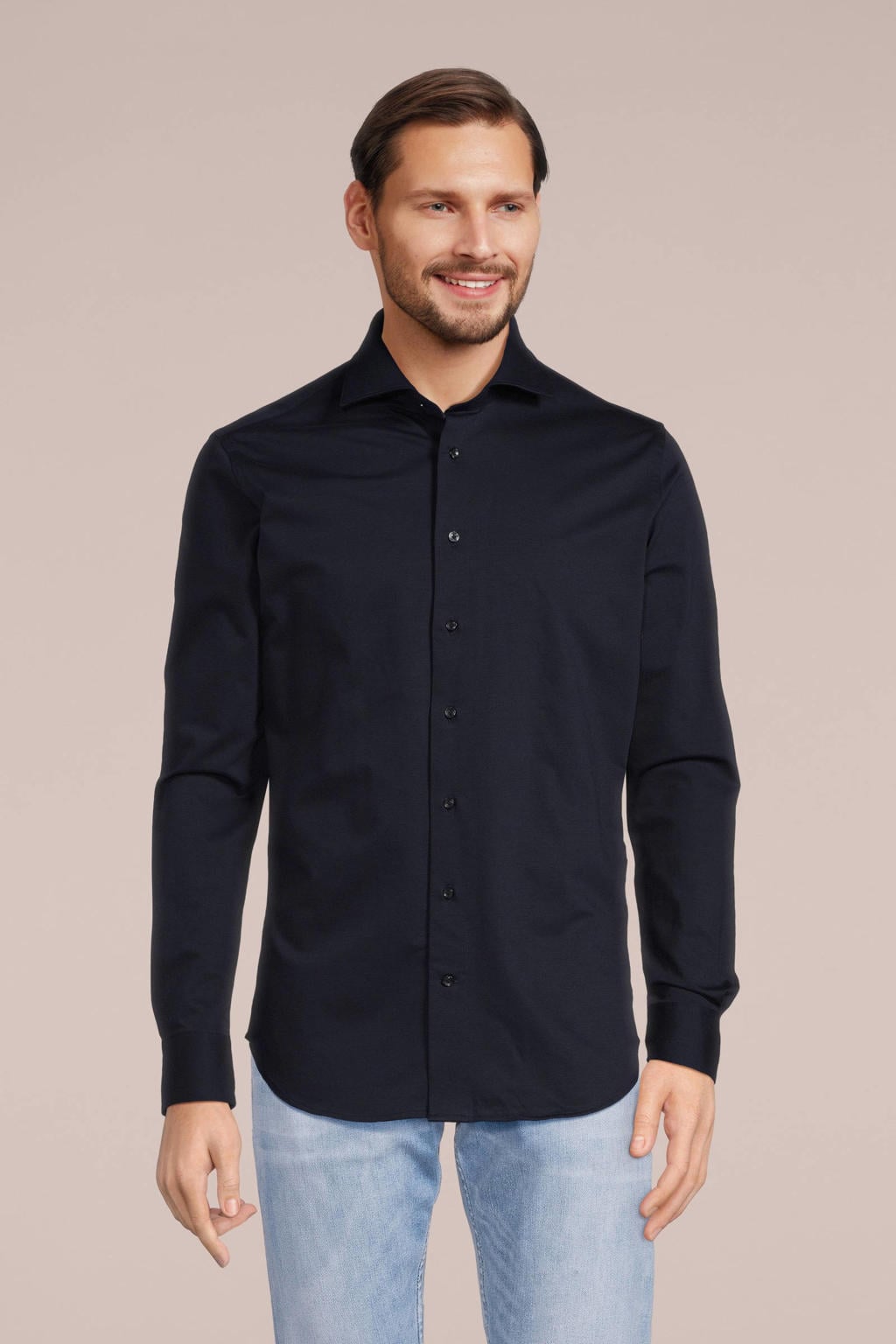Profuomo Wit strijkvrij slim fit overhemd met extra lange mouw • Wit Profuomo Wit strijkvrij slim fit overhemd met extra lange mouw • Wit