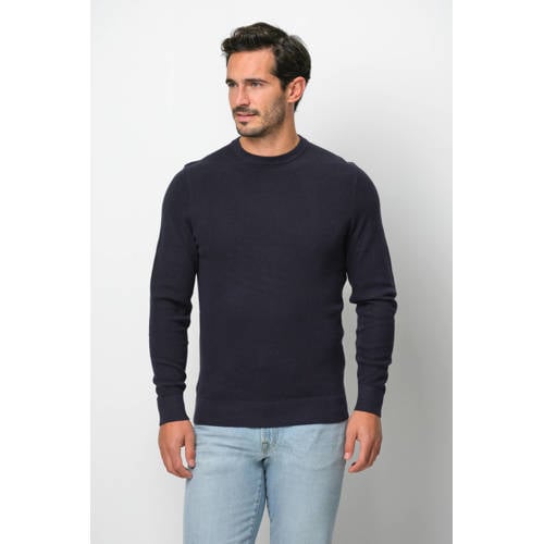 Profuomo gemêleerde trui donkerblauw afbeelding