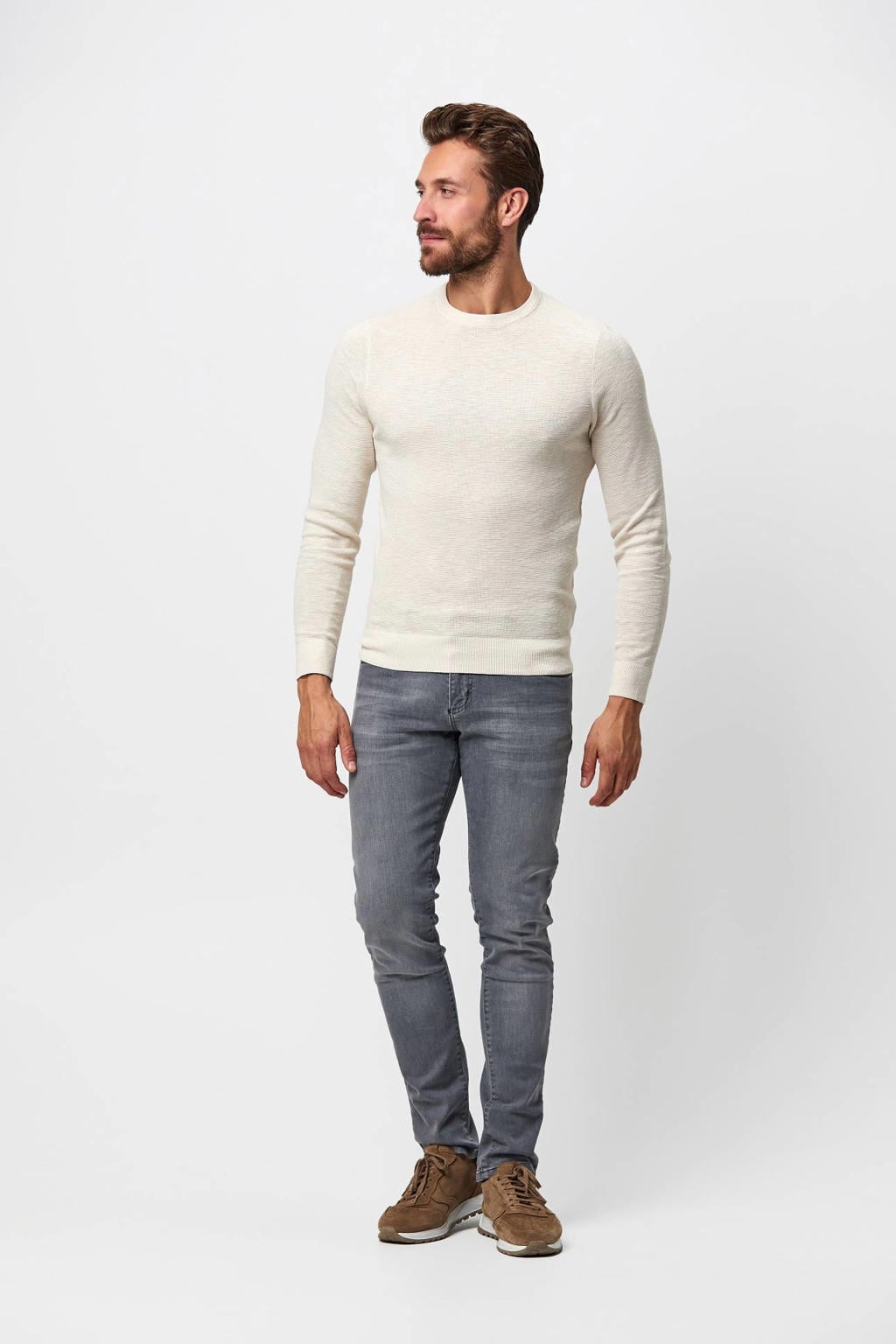 Profuomo gemêleerde trui off white