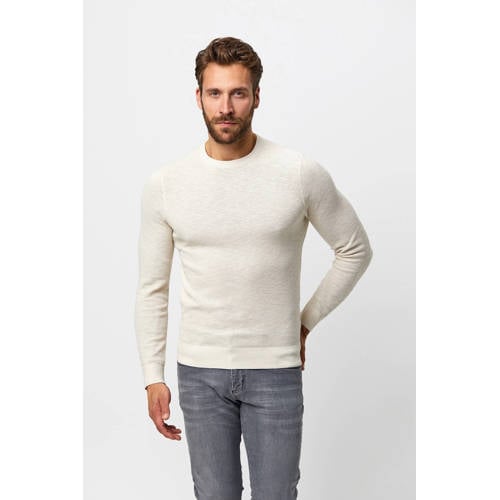 Profuomo gemêleerde trui off white afbeelding