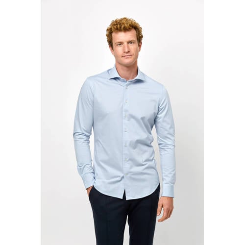 Profuomo slim fit gebreid overhemd blauw afbeelding