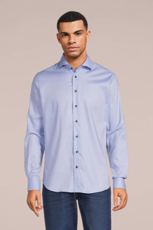 slim fit strijkvrij overhemd blue