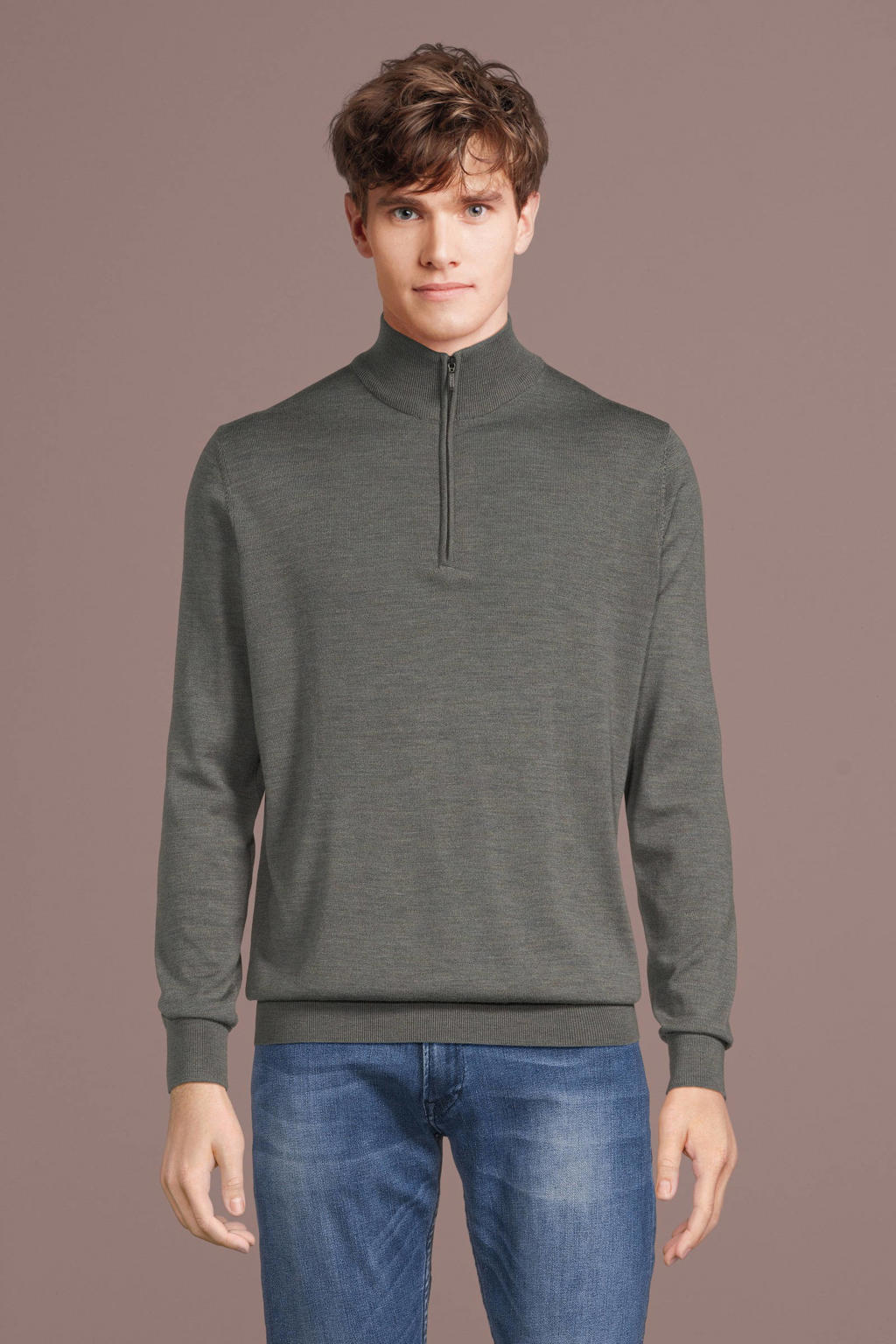 State of Art merino wollen trui donkerblauw | wehkamp