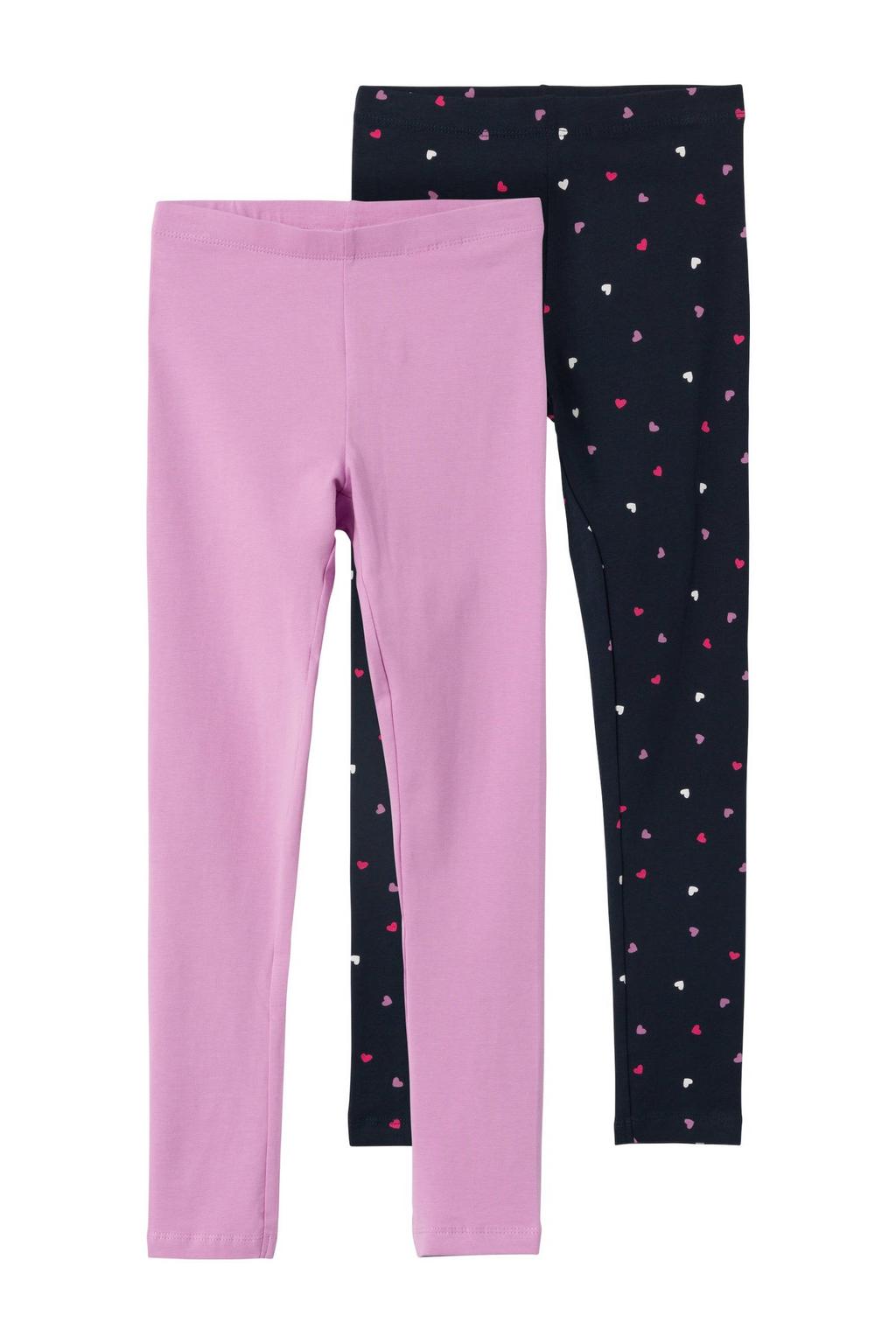 Set van 2 paars en donkerblauwe meisjes NAME IT KIDS legging van stretchkatoen met elastische tailleband