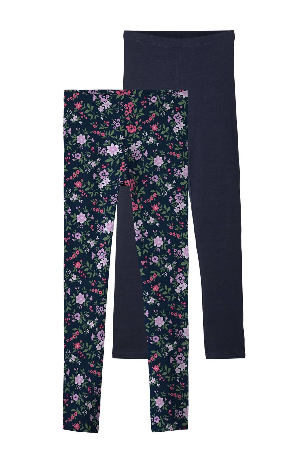 Set van 2 donkerblauwe meisjes NAME IT KIDS legging van stretchkatoen met elastische tailleband