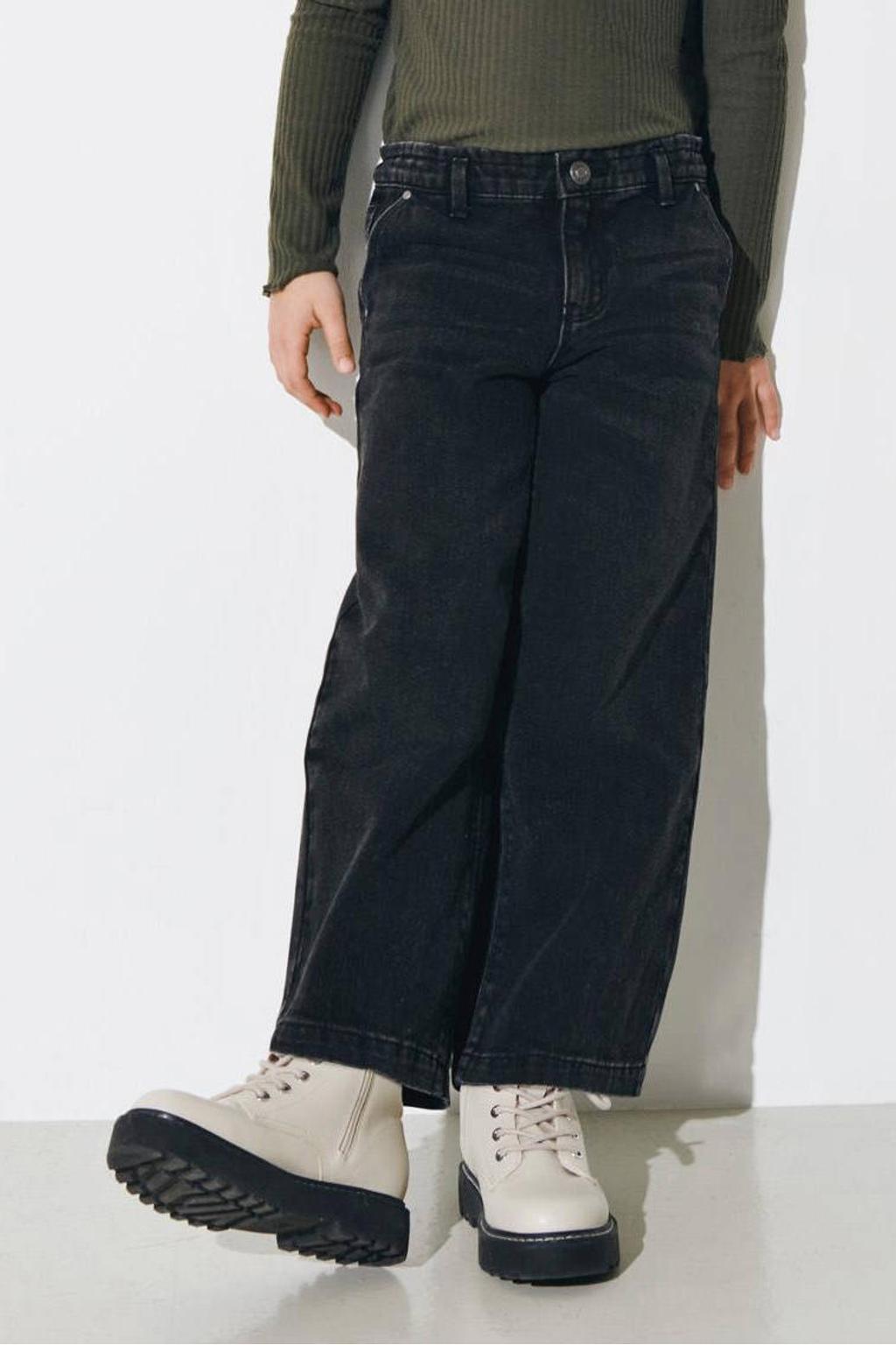 KIDS ONLY GIRL wide leg jeans KOGCOMET zwart