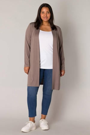 fijngebreid vest Ayla long taupe