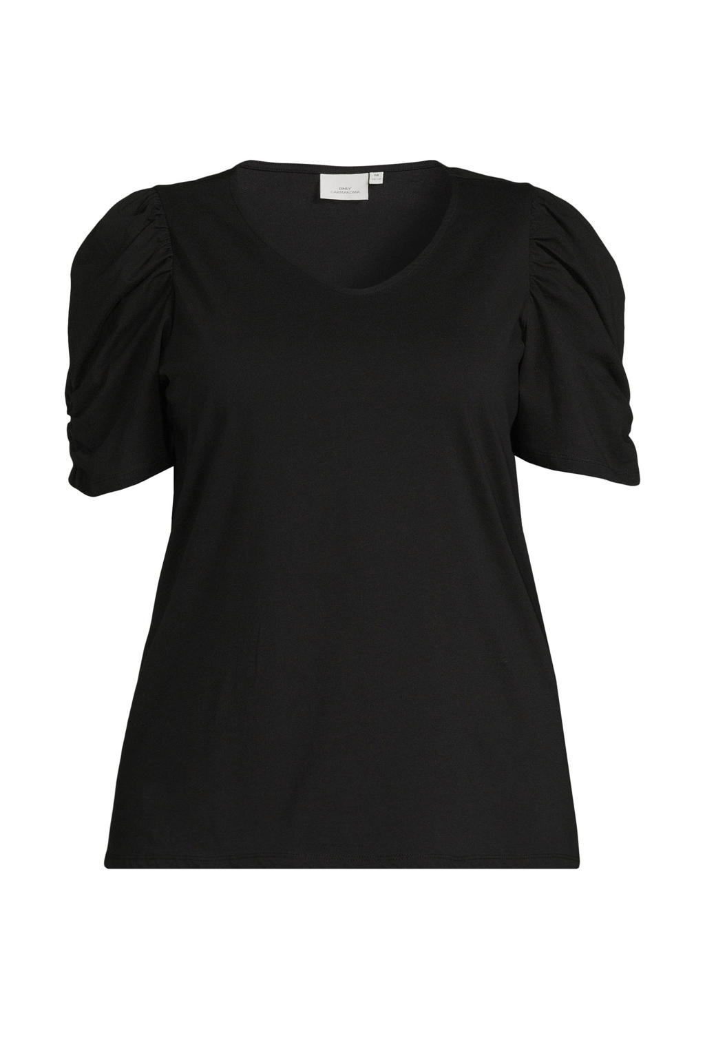 FLASH - Geweven blouse met korte mouwen en ronde hals - Beige - Maat 40-64
