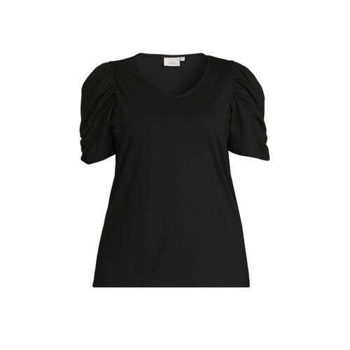 ONLY CARMAKOMA T-shirt CARDRAVY met plooien zwart