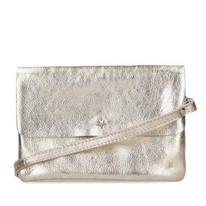 metallic leren crossbody tas goudkleurig