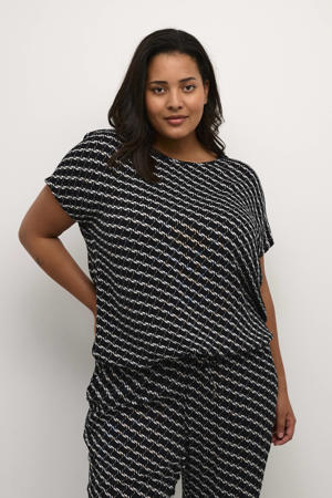 top KCmarca met all over print zwart/ecru