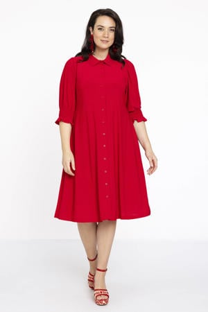 blousejurk DOLCE van travelstof rood