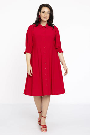 blousejurk DOLCE van travelstof rood
