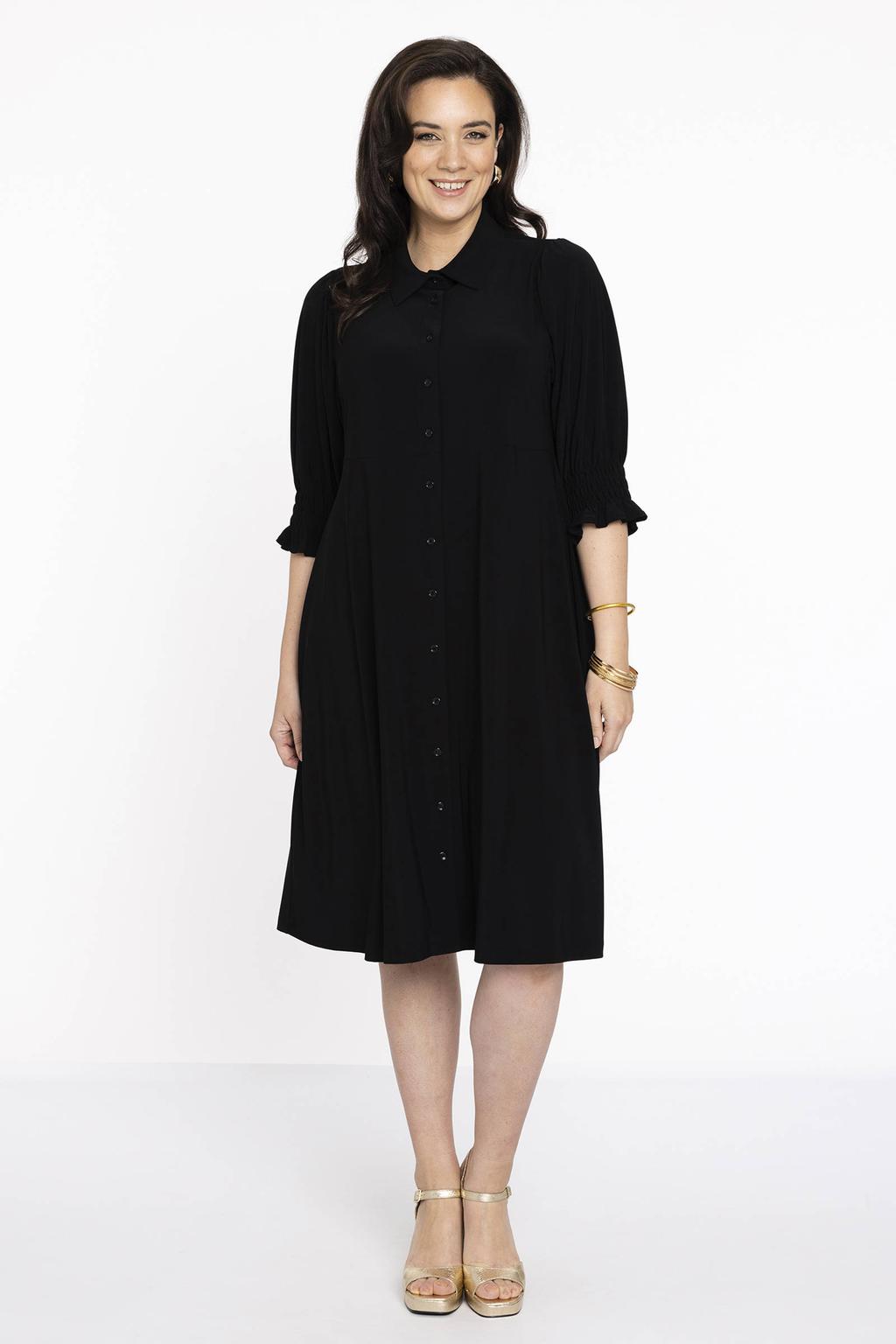 YOEK blousejurk DOLCE van travelstof zwart