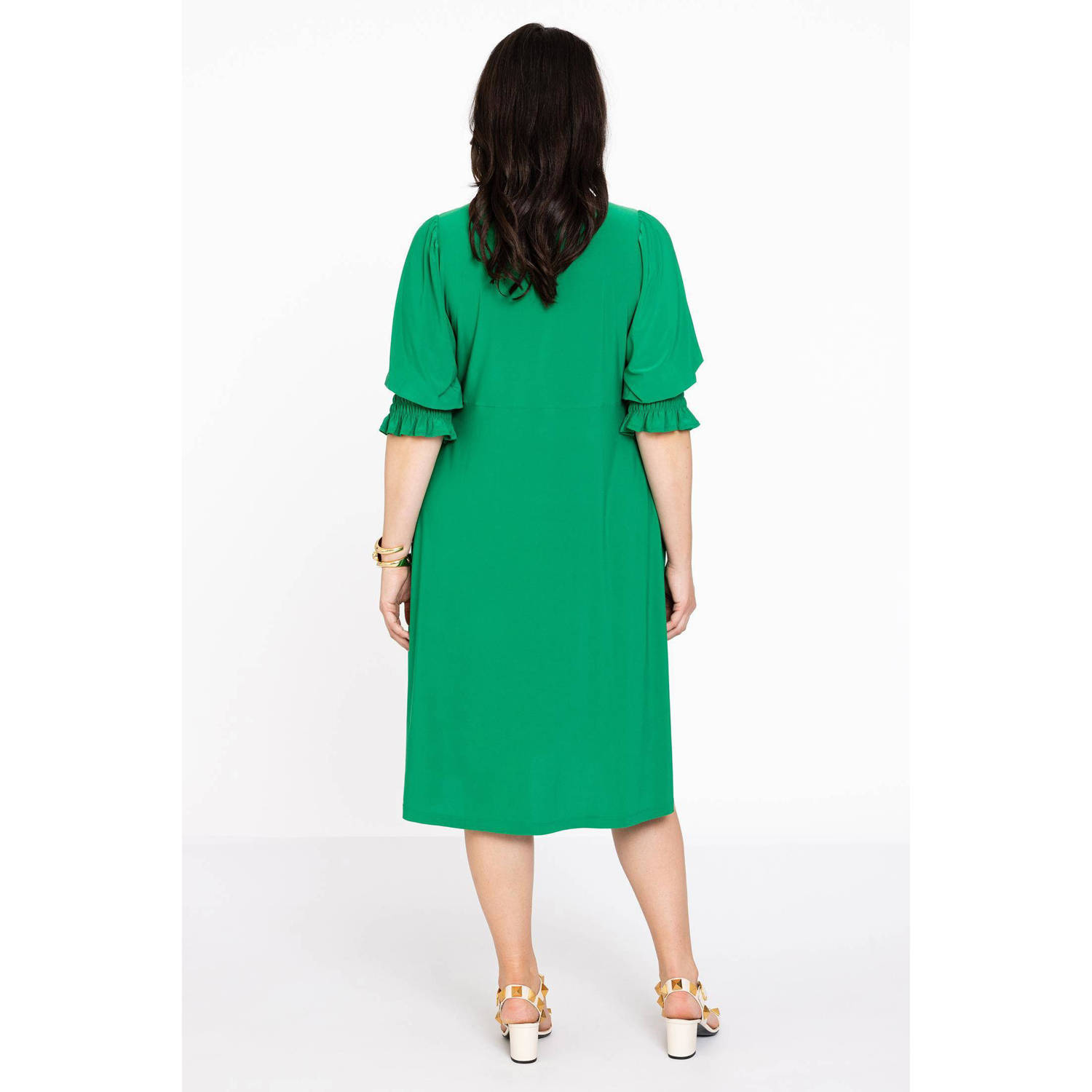 YOEK blousejurk DOLCE van travelstof groen
