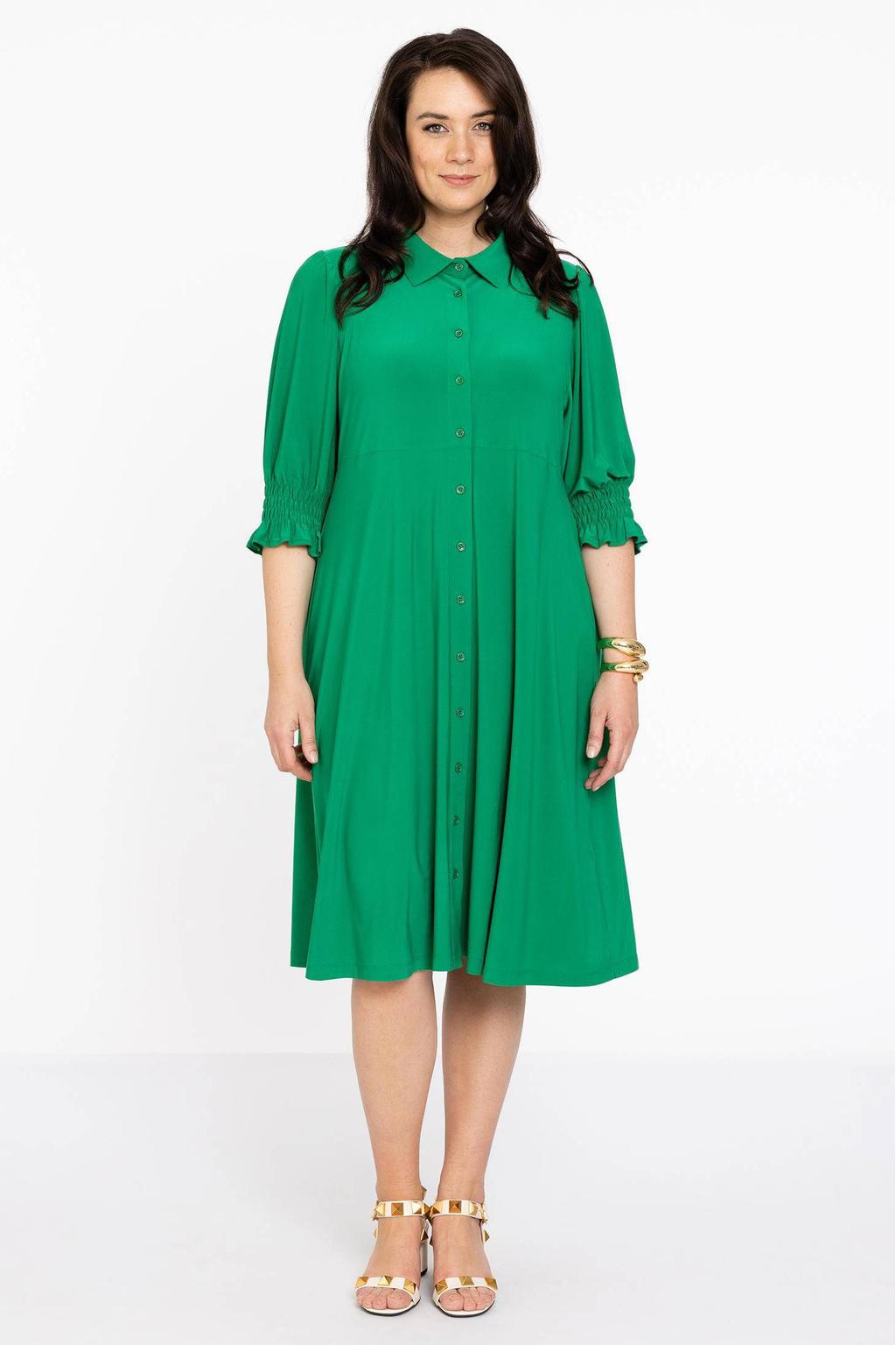YOEK blousejurk DOLCE van travelstof groen