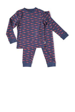   pyjama met all over print blauw/rood