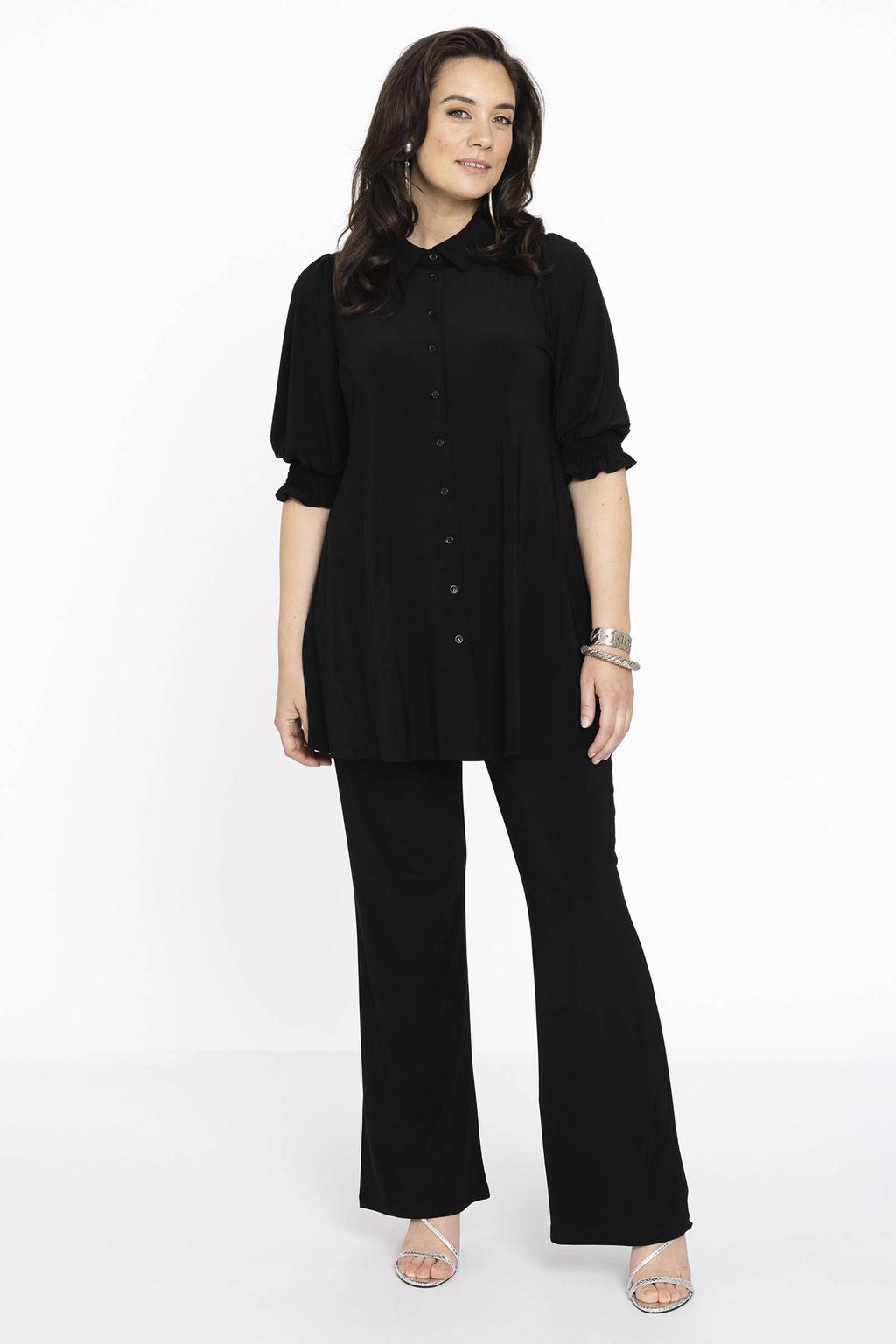 YOEK blouse DOLCE van travelstof zwart