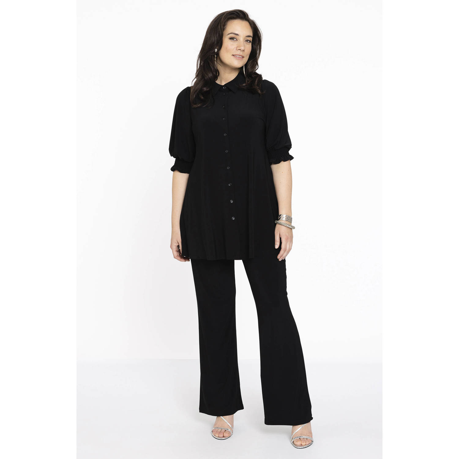 YOEK blouse DOLCE van travelstof zwart