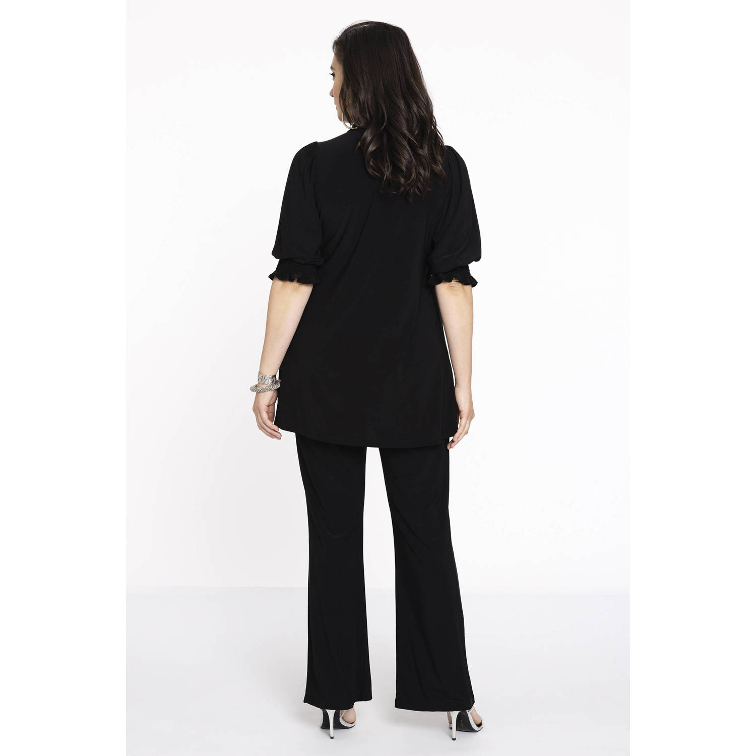 YOEK blouse DOLCE van travelstof zwart