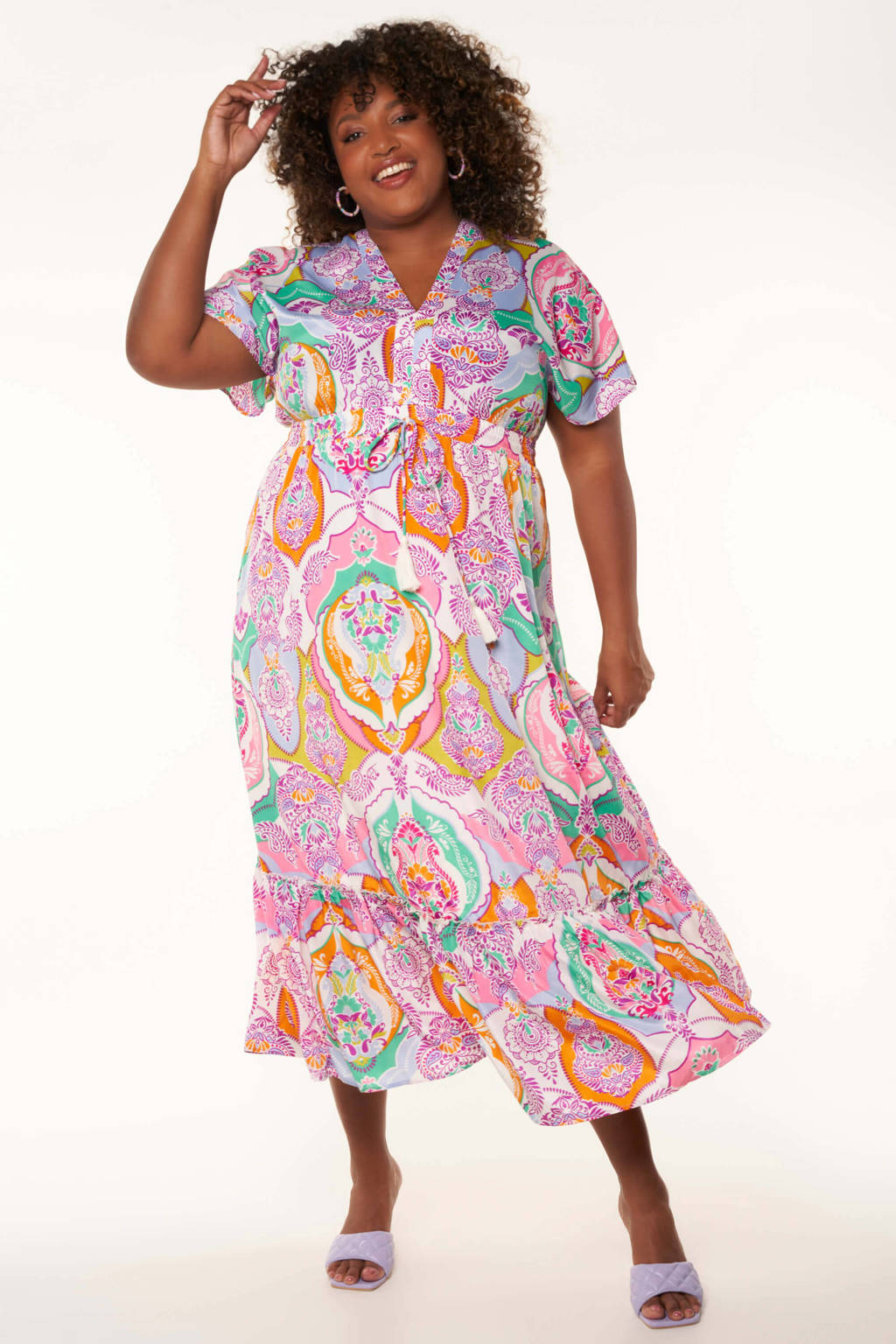 Bliksem Geruststellen zwaartekracht MS Mode jurk met all over print roze/blauw/oranje | wehkamp