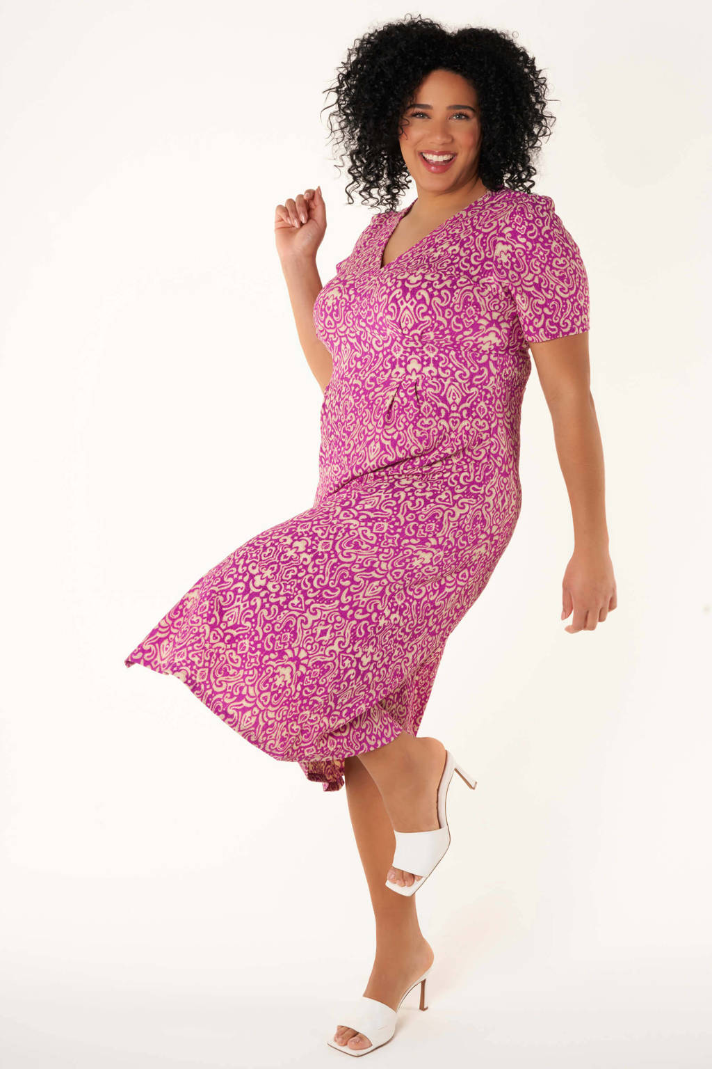 rijstwijn Onbekwaamheid verrassing MS Mode jurk met all over print fuchsia/ecru | wehkamp
