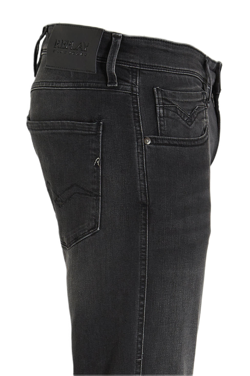Replay Anbass Jeans Uomo W33/L32 Slim Blu Denim Sbiadito Pieghe Sottili