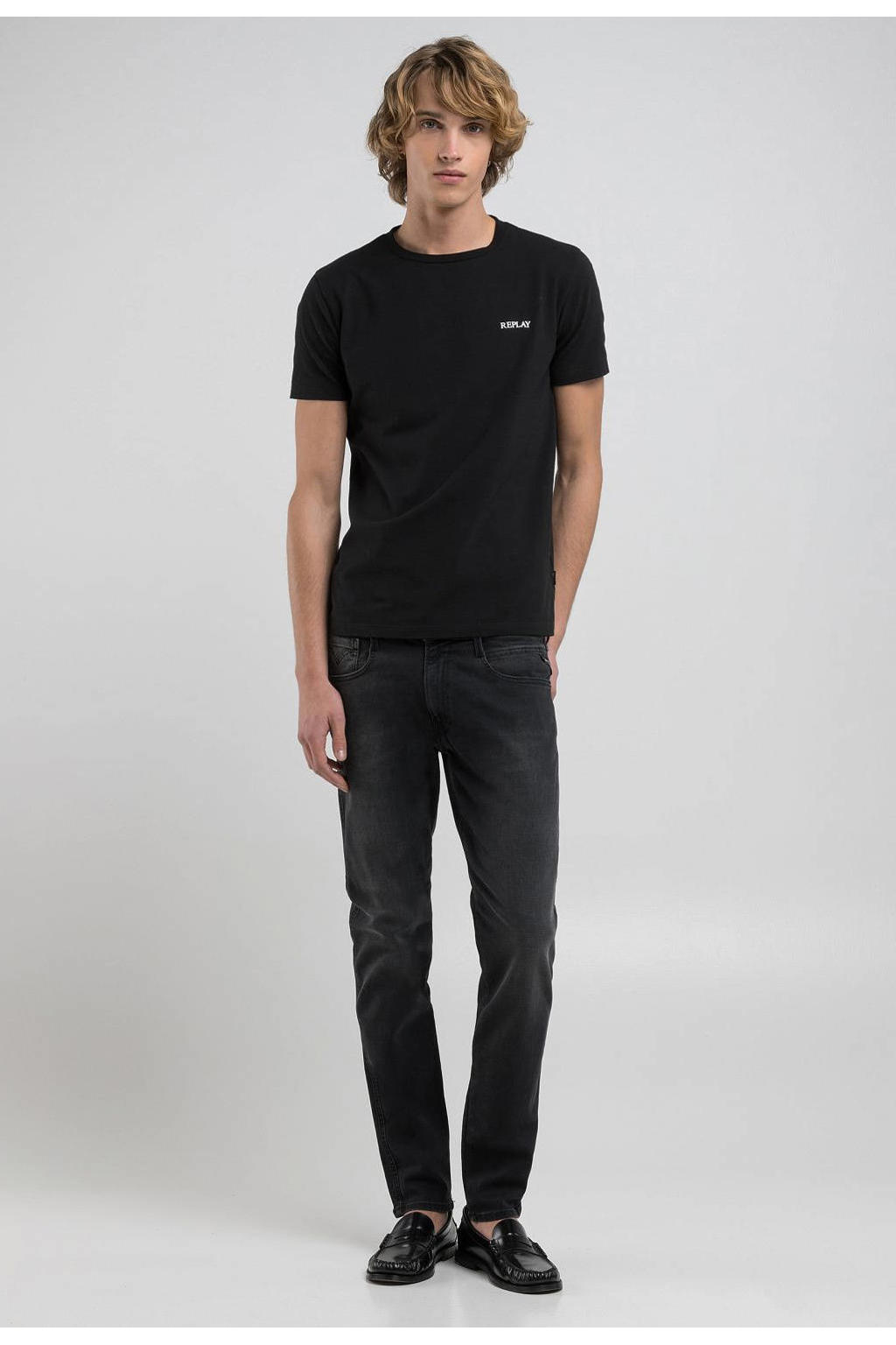 REPLAY slim fit jeans ANBASS 097 dark grey wehkamp