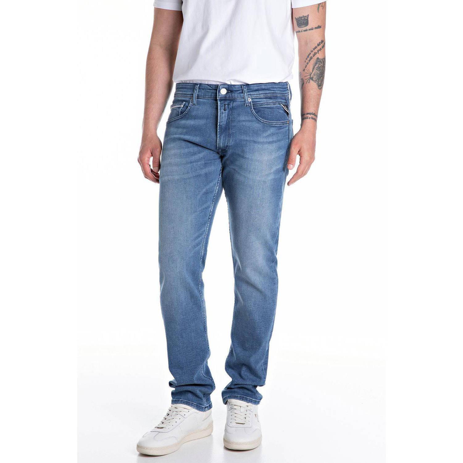 Replay Blauwe Straight Leg Jeans Grover Broek Blue Heren