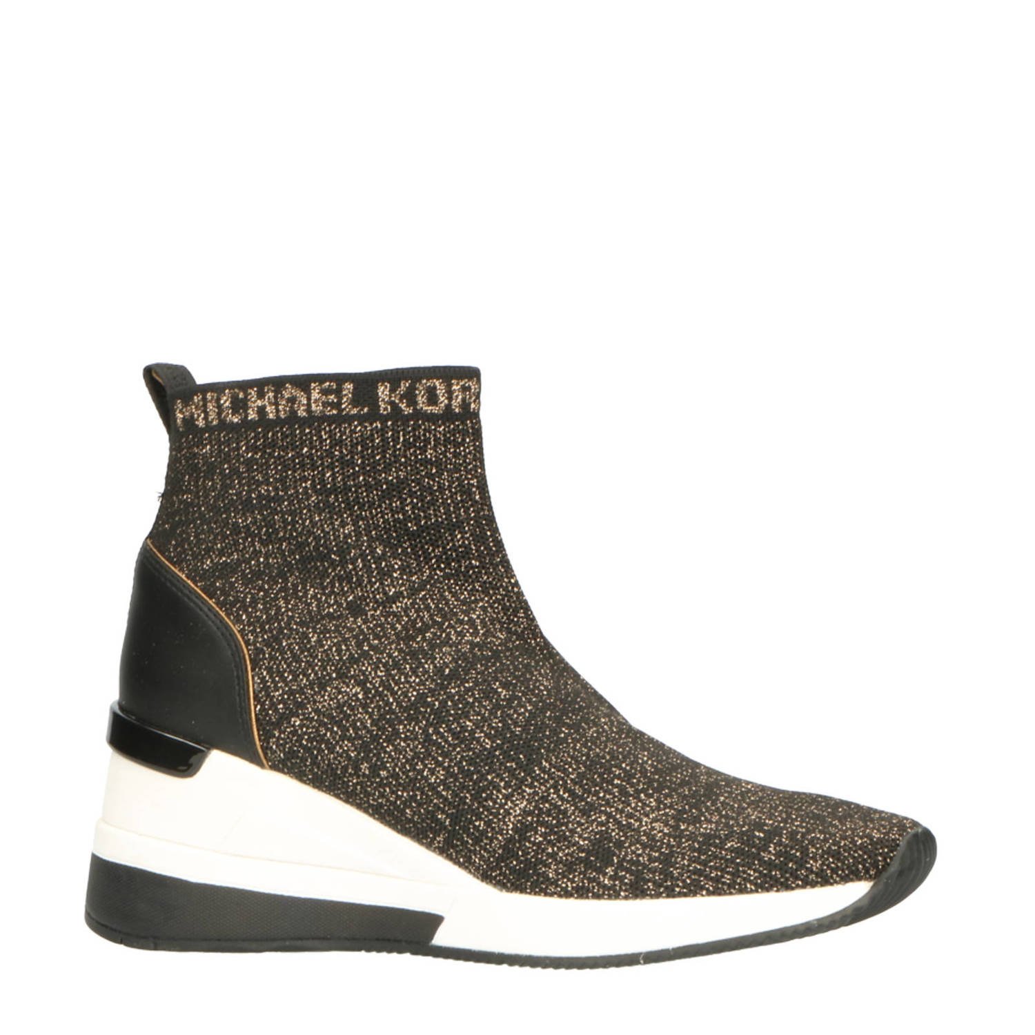 Michael Kors Skyler sock sneakers zwart goud