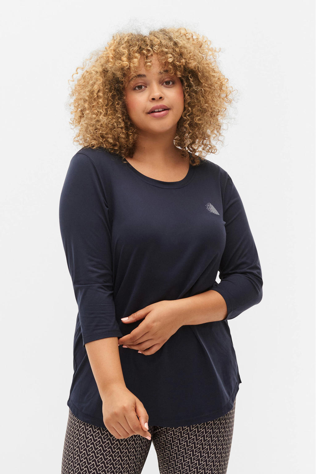 ACTIVE By Zizzi Plus Size sport Tshirt Abasic donkerblauw wehkamp