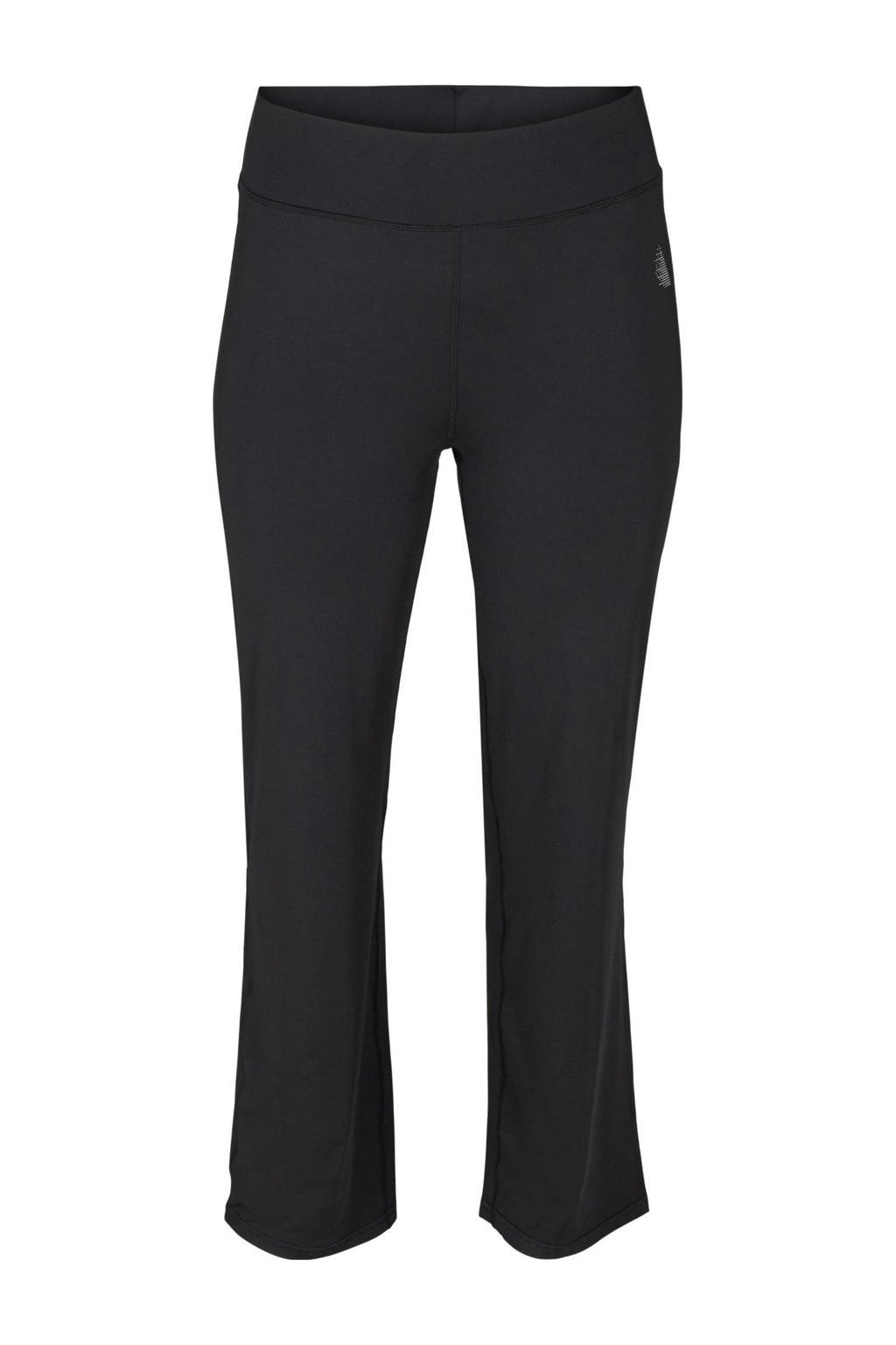 Zwarte dames ACTIVE By Zizzi Plus Size flared sportlegging Abasic van polyester met regular waist en elastische tailleband