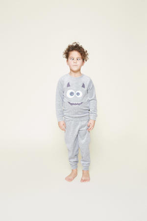   pyjama met printopdruk grijs/wit