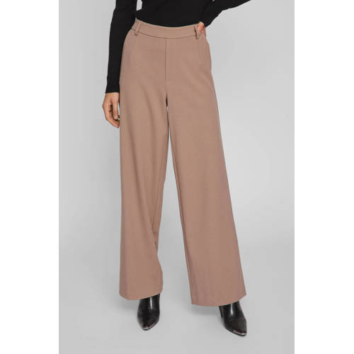 VILA high waist wide leg broek VIVARONE bruin afbeelding
