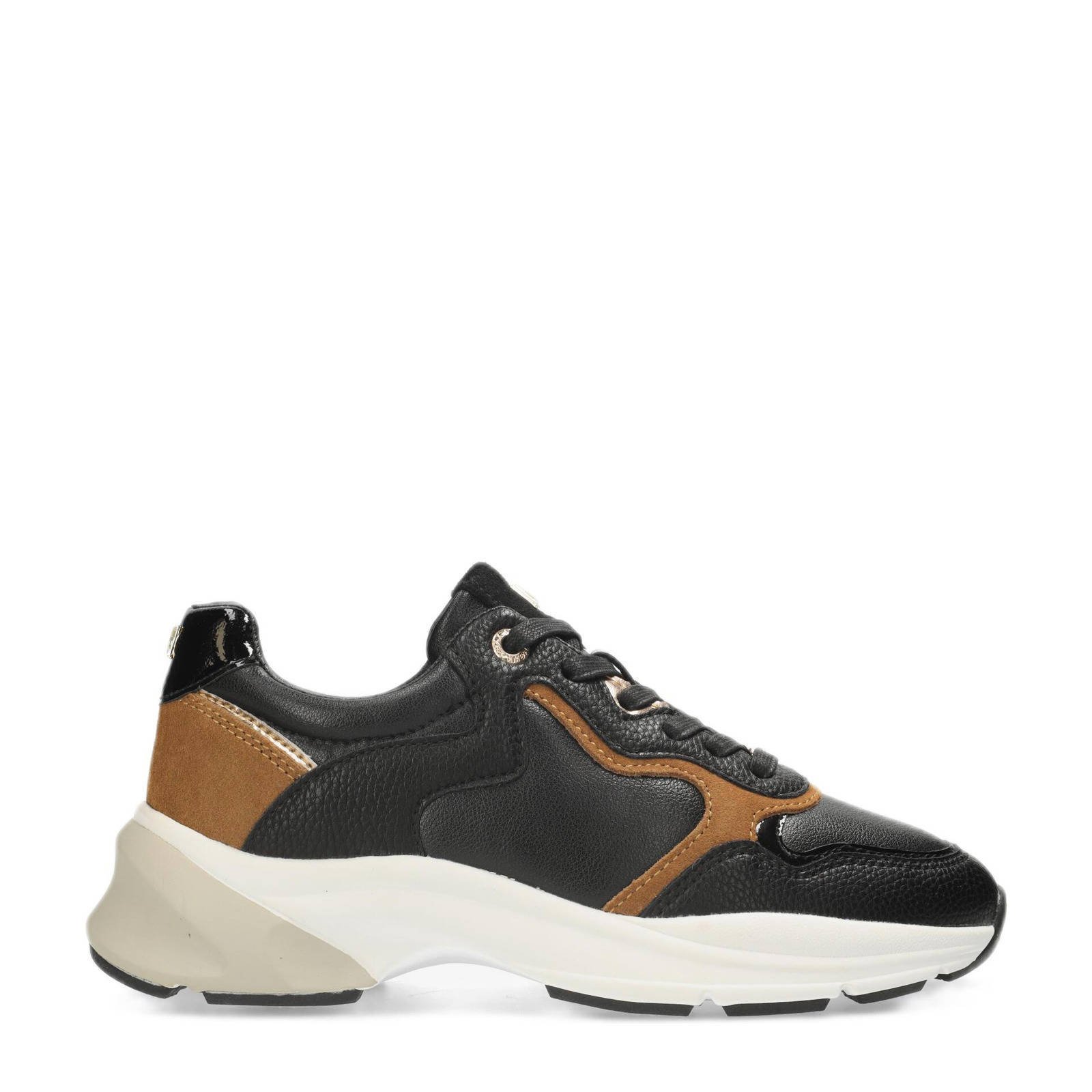 Mexx Milana chunky sneakers zwart cognac wehkamp