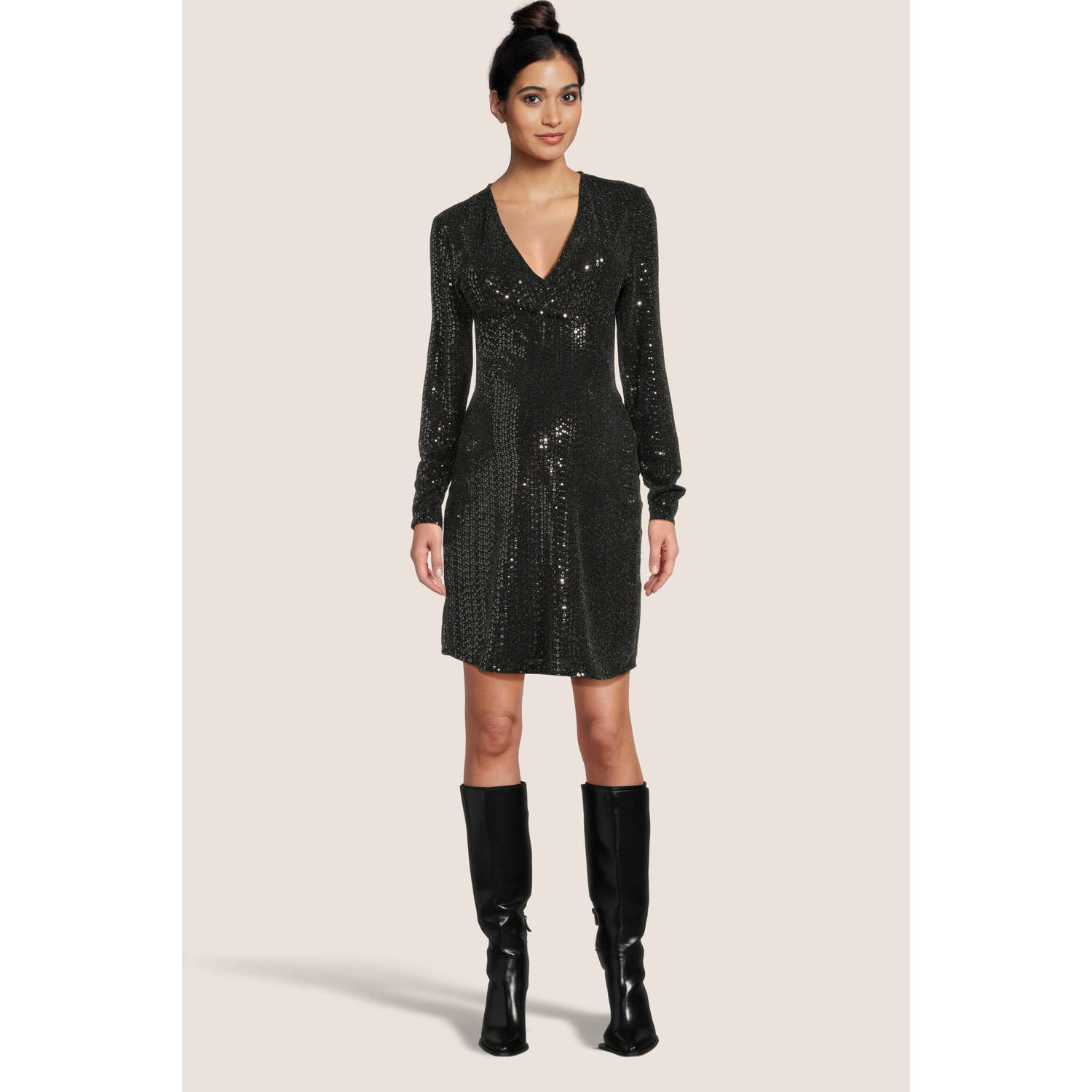 PIECES Maternity zwangerschapsjurk PMSIDDY met glitters zwart