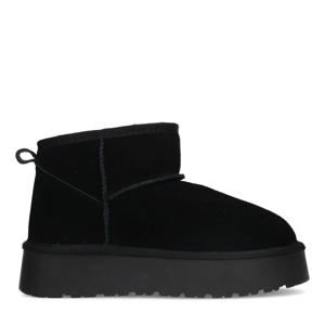 suède enkelboots zwart