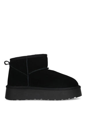suède enkelboots zwart