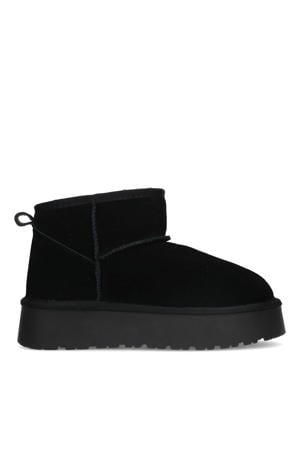 suède enkelboots zwart