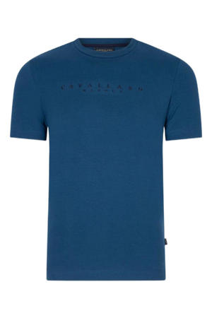 T-shirt Cavagio  met logo petrol blue