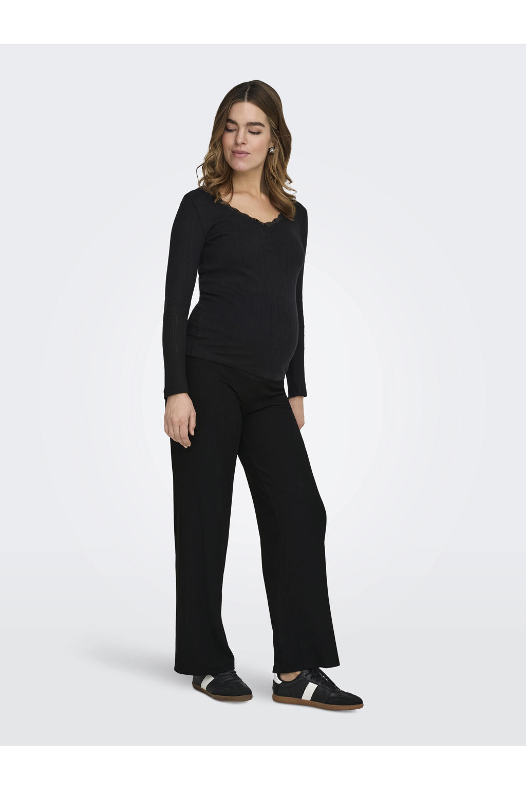 ONLY MATERNITY ribgebreide zwangerschapsbroek zwart