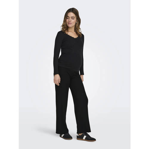 ONLY MATERNITY ribgebreide zwangerschapsbroek zwart afbeelding