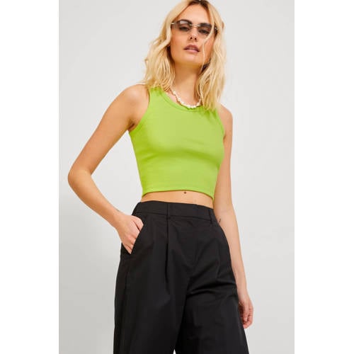 JJXX ribgebreide crop top JXFALLON limegroen