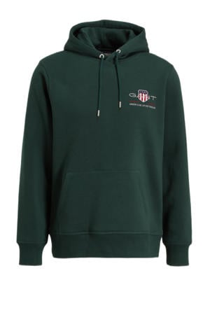 hoodie met logo en borduursels tartan green