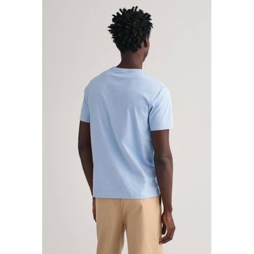 GANT regular fit T-shirt met logo en borduursels capri blue afbeelding