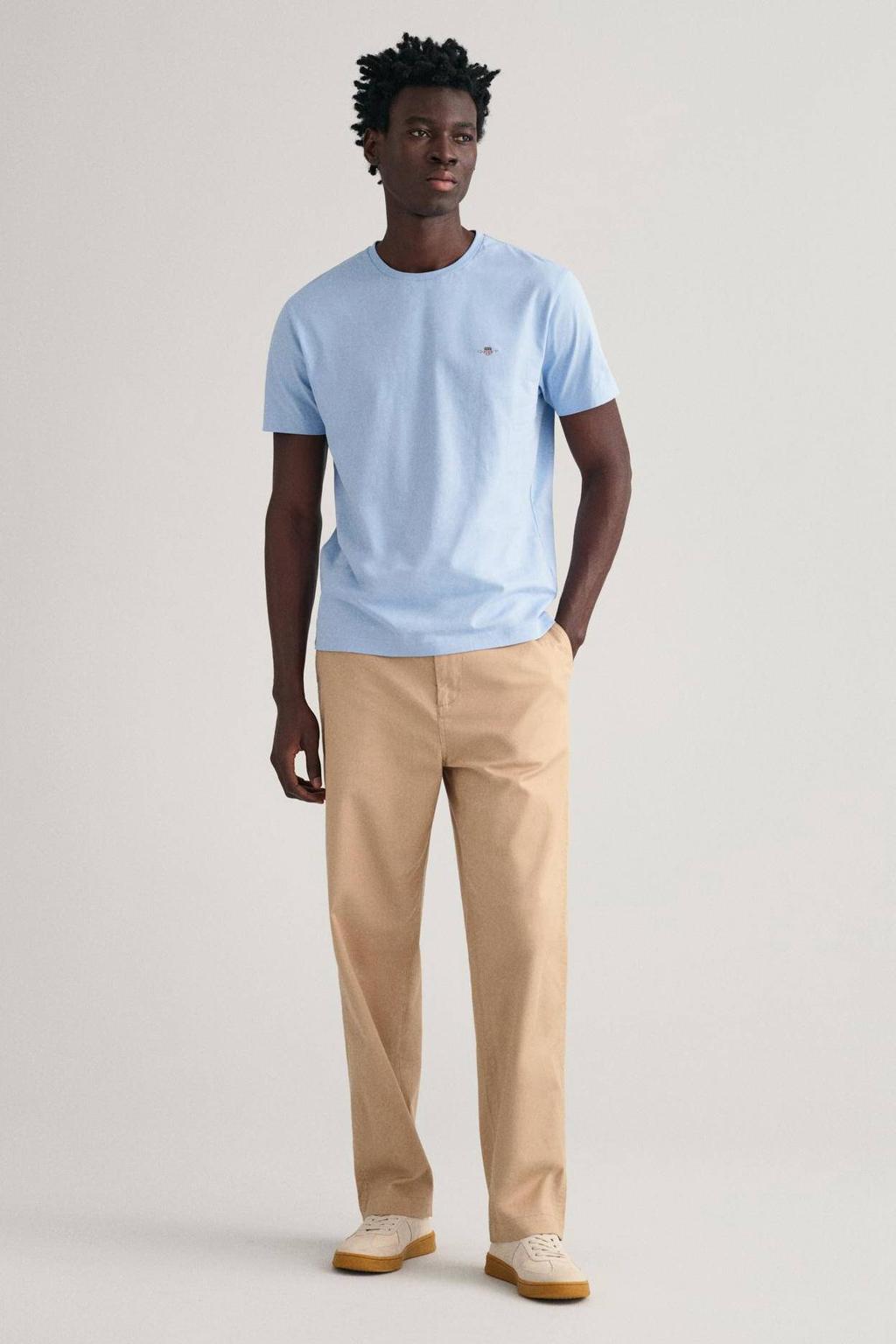 GANT regular fit T-shirt met logo en borduursels capri blue