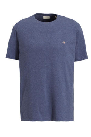 regular fit T-shirt met logo en borduursels dark jeans blue melange 