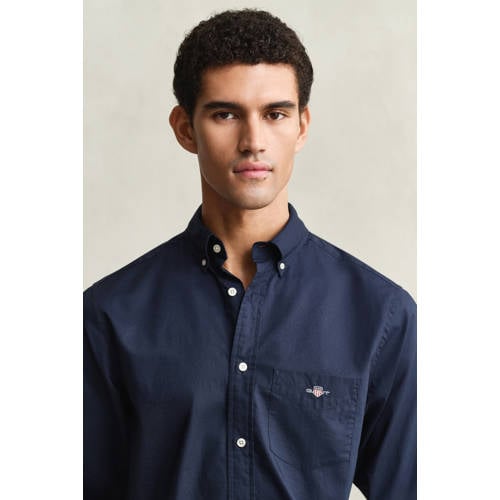 GANT regular fit overhemd met logo en borduursels marine afbeelding
